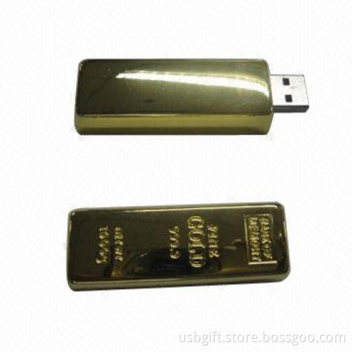 8GB USB Disk, Gold Bar USB Disk, Suitable for Promotional Gift